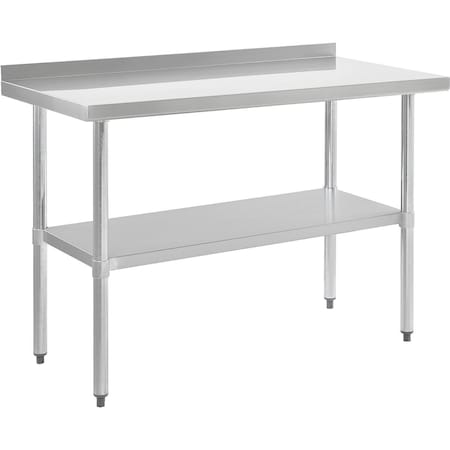 Nexel 72W x 30D 18 Gauge 430 Stainless Steel Workbench 2 Backsplash, Galvanized Legs & Undershelf 319061
